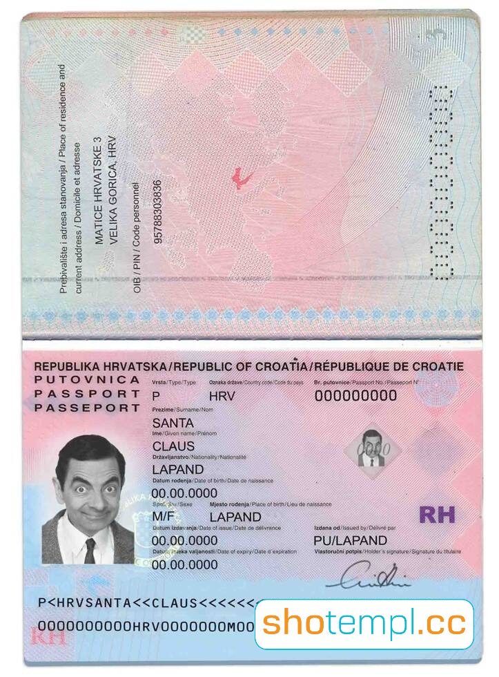 Croatia Passport PSD Template